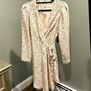 Express cream leopard print long sleeve wrap
